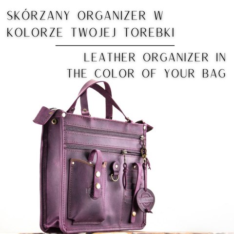 Leather handmade large organizer in color of your bag