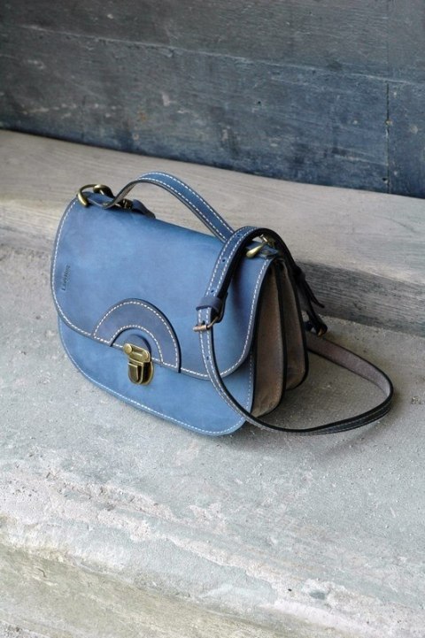 Stylowa skórzana torebka Pati rozmiar L Jeansowa od Ladybuq Art