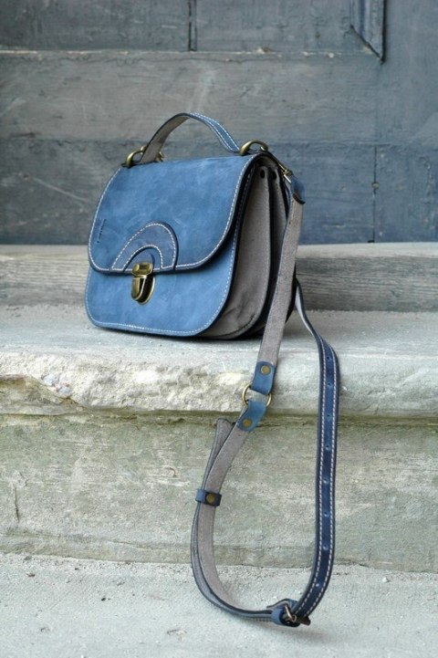 Stylowa skórzana torebka Pati rozmiar L Jeansowa od Ladybuq Art