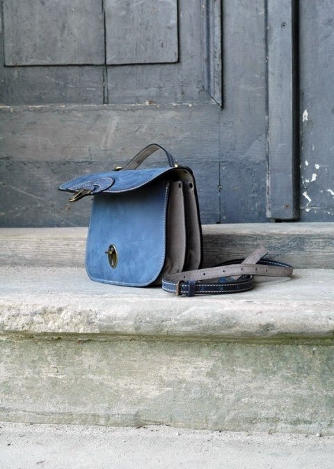 Stylowa skórzana torebka Pati rozmiar L Jeansowa od Ladybuq Art