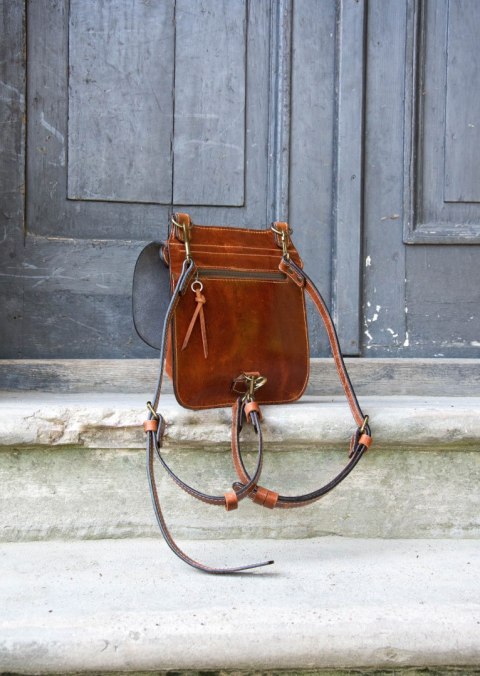 Skórzana damska torebka z funkcją plecaka Molly w kolorze rudym