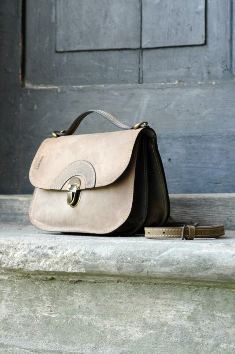 Torebka skórzana Pati  w kolorze brązowym i khaki