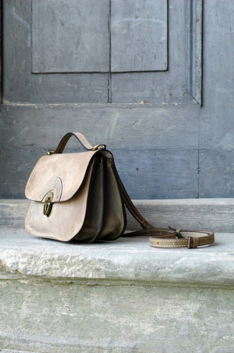 Torebka skórzana Pati  w kolorze brązowym i khaki