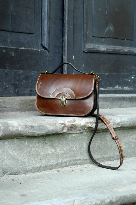 Torebka skórzana oryginalna Pati rozmiar L Vintage Brąz od Ladybuq Art