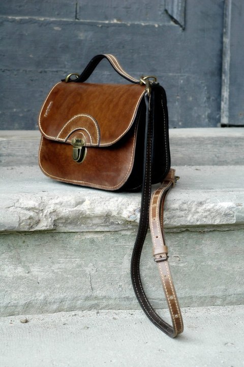 Torebka skórzana oryginalna Pati rozmiar L Vintage Brąz od Ladybuq Art