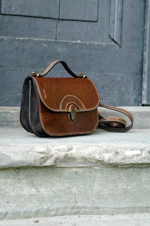 Torebka skórzana oryginalna Pati rozmiar L Vintage Brąz od Ladybuq Art