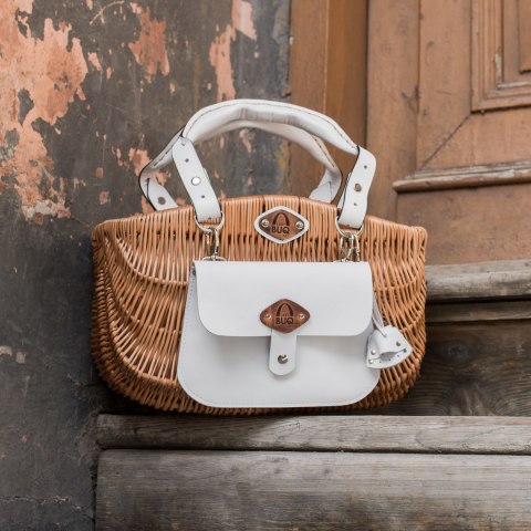 Torba wiklinowa kosz kolor biały