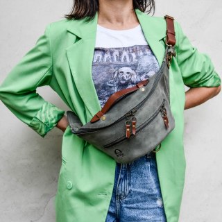 Duża nerka ręcznie wykonana z naturalnej skóry od LadyBuq Art