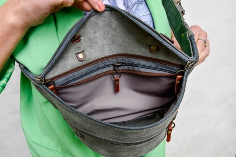 Duża nerka ręcznie wykonana z naturalnej skóry od LadyBuq Art