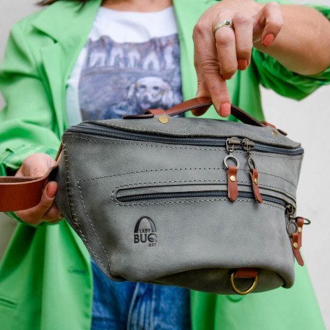 Duża nerka ręcznie wykonana z naturalnej skóry od LadyBuq Art