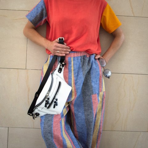 Nerka ręcznie wykonana z naturalnej skóry w kolorze białym od LadyBuq Art