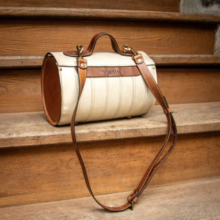 Torebka skórzana Meggy w kolorze beżowym oraz brązowym