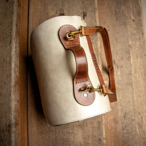 Torebka skórzana Meggy w kolorze beżowym oraz brązowym