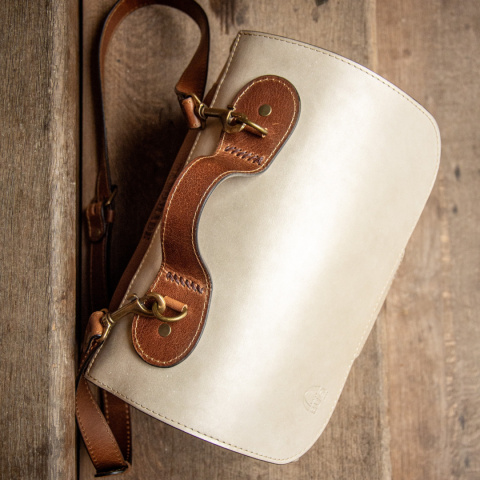 Torebka skórzana Meggy w kolorze beżowym oraz brązowym