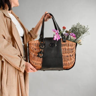 Torba wiklinowa kosz w kolorze czarnym