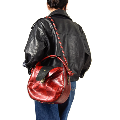 Torebka skórzana Mili w kolorze czerwonym i czarnym