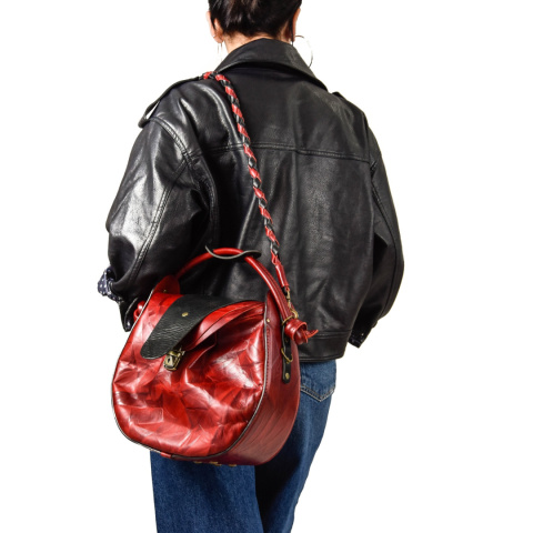 Torebka skórzana Mili w kolorze czerwonym i czarnym