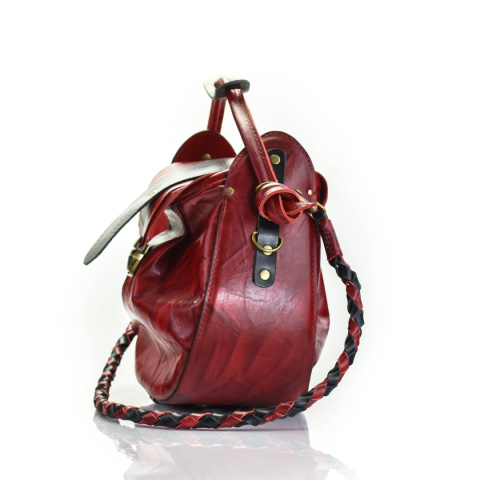 Torebka skórzana Mili w kolorze czerwonym i czarnym