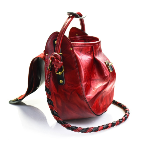 Torebka skórzana Mili w kolorze czerwonym i czarnym