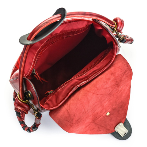 Torebka skórzana Mili w kolorze czerwonym i czarnym