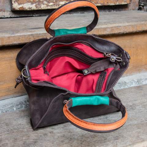 Torebka skórzana Karen w kolorze ciemny brąz