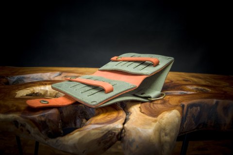 Portfel skórzany Barcelona kolor khaki i pomarańczowy