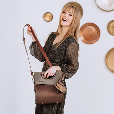 Torebka skórzana Łezka kolor brązowy oraz khaki