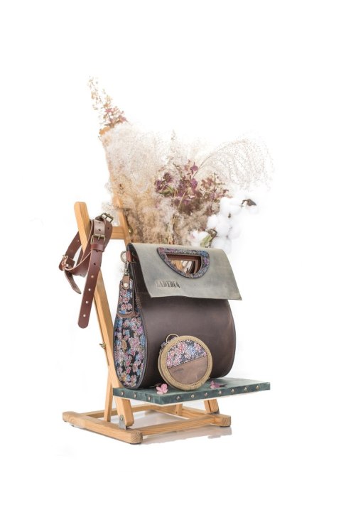 Torebka skórzana Łezka kolor brązowy oraz khaki