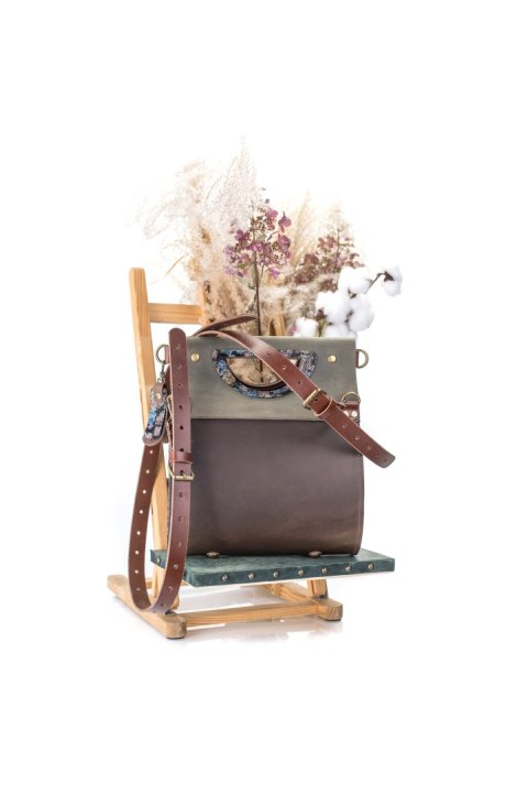 Torebka skórzana Łezka kolor brązowy oraz khaki