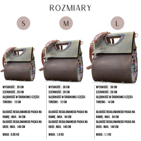 Torebka skórzana Łezka kolor brązowy oraz khaki