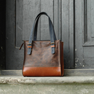 Torba skórzana Squer kolor rudy i brązowy