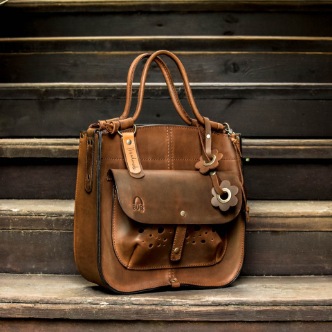 Torebka skórzana Elaine kolor brązowy z funkcja plecaka