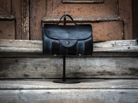 Leather roll bag Meggy color black, navy blue