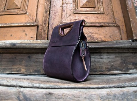 Torebka skórzana Łezka kolor śliwkowy