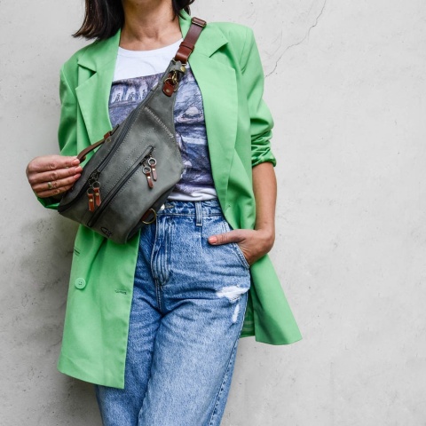 Duża nerka ręcznie wykonana z naturalnej skóry od LadyBuq Art