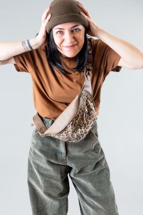 Fanny pack animal print and beige