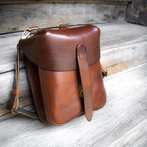 Leather cavalry backpack, handcrafted from vegetable-tanned leather.