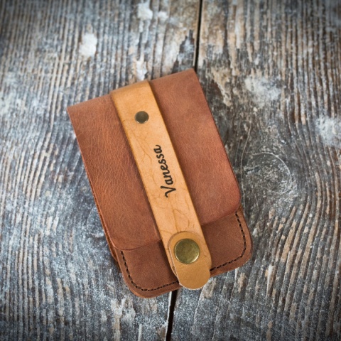 Leather card holder personalization