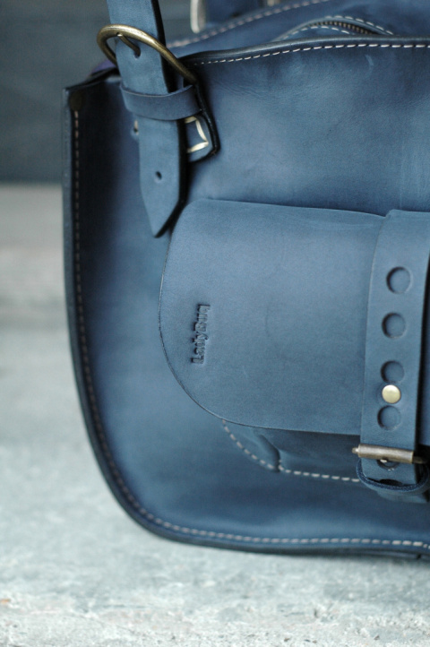 Leather Tote Bag - dark blue