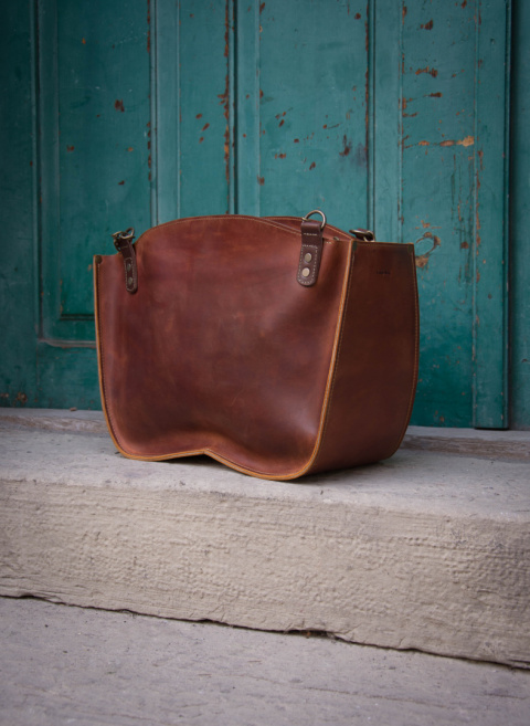 Leather bag Kuferek ginger color