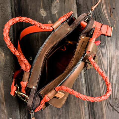 Leather bag Elaine color brown and red