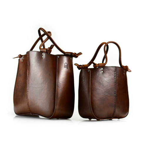 Elaine leather handbag large size brown color