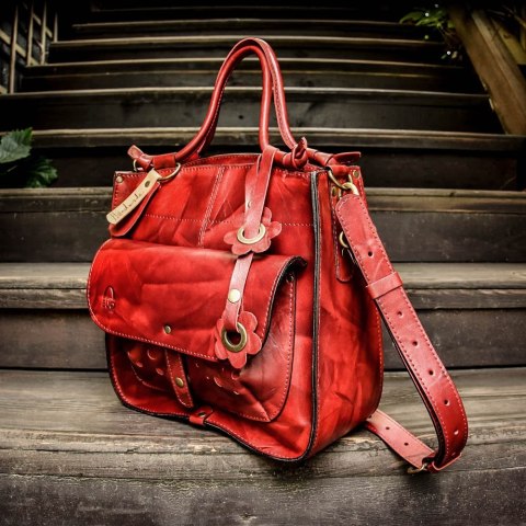 Leather bag Elaine red color