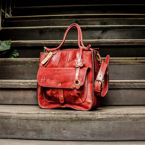 Leather bag Elaine red color