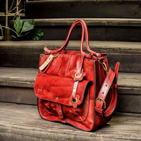 Leather bag Elaine red color