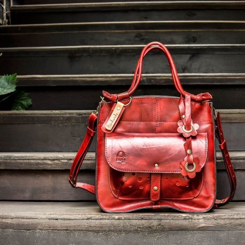 Leather bag Elaine red color