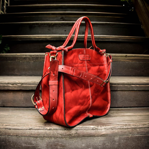 Leather bag Elaine red color