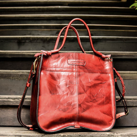 Leather bag Elaine red color