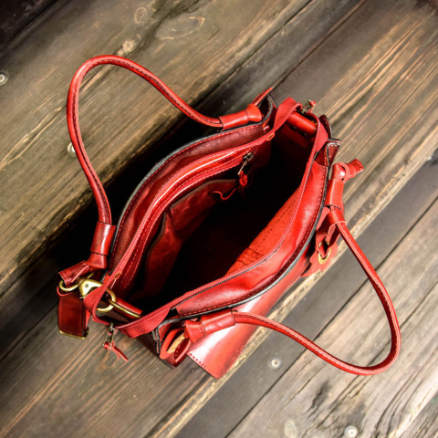 Leather bag Elaine red color