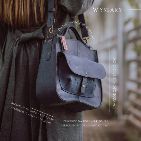 Leather bag Elaine color navy blue
